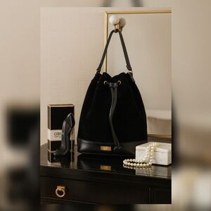 Carolina Herrera Good Girl Black Velvet Drawstring Bag NWT